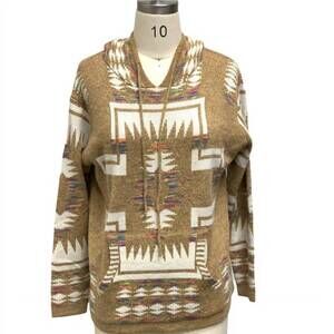 NEW KAMANA women's aztec hooded sweater in beige
